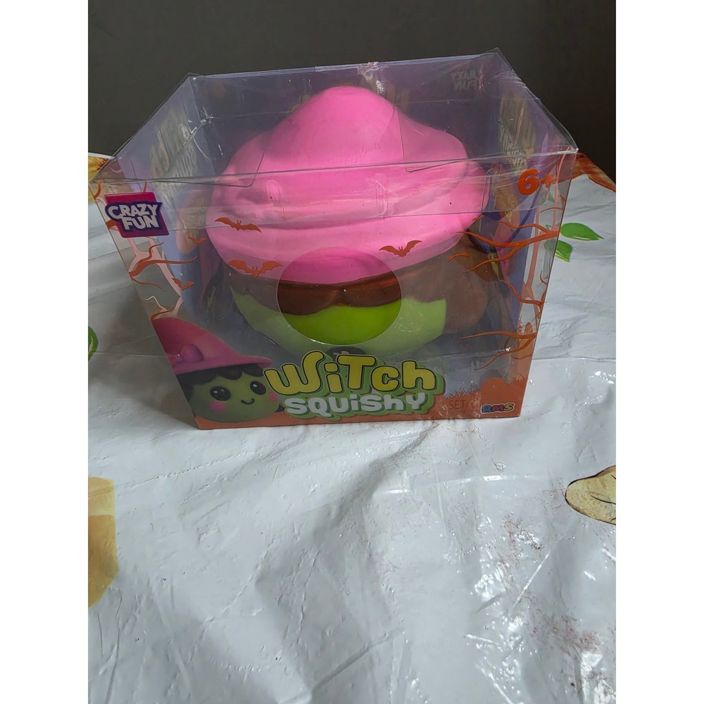 Crazy Fun Witch Squishy RMS Halloween Pink Green Squish and Stretch Toy NIB